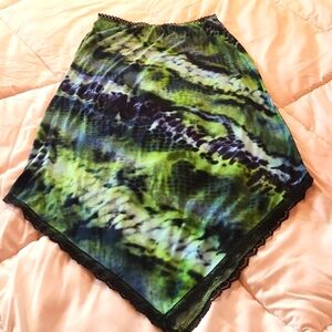 Sans soy I tye dye blue green lycra skirt